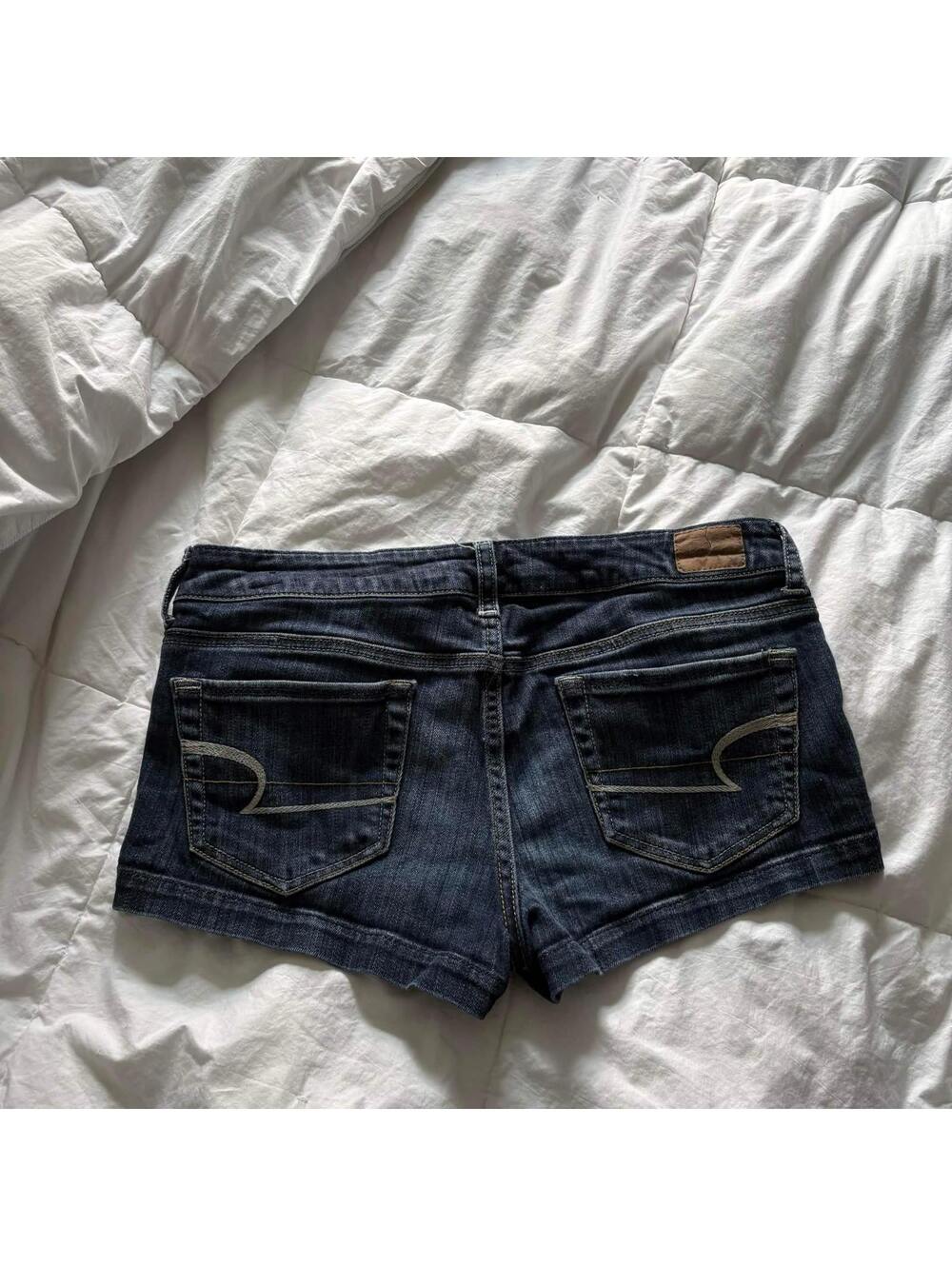 blue y2k denim shorts